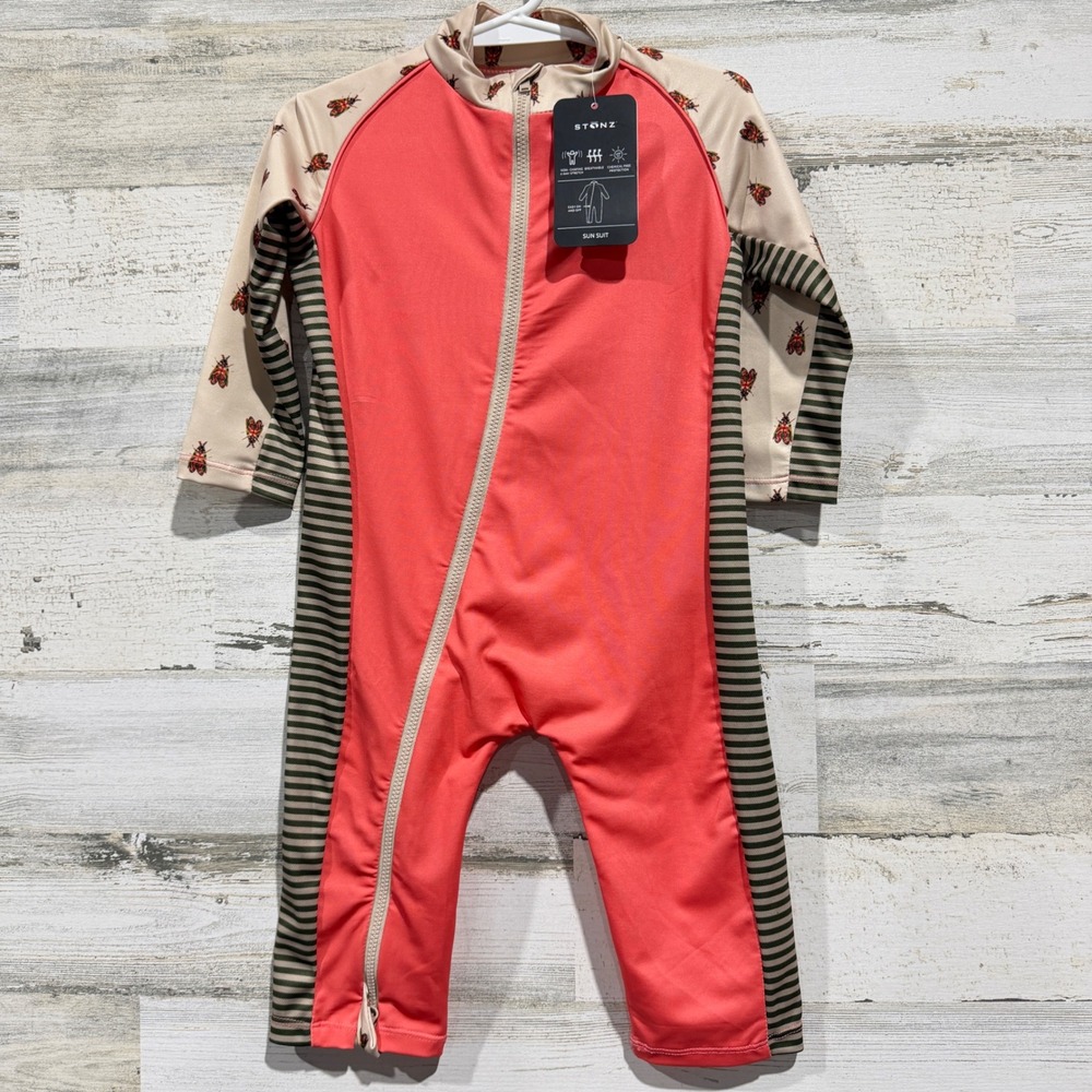 Stonz Sun Suit Baby 18-24M Coral Insect Print UPF 50+ Beachwear NWT
